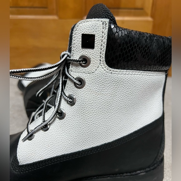 Timberland Men's Premium 6" Black Boots Social Scene black white leather size 11 - Picture 11 of 13
